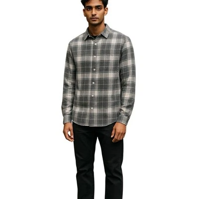 Camisa Joe's Jeans Boucle Franela Cuadros Zinc Gris Hombres Talla Pequeña Abotonada Foto 1 de 4