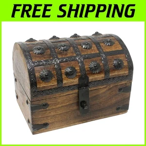 Authentic Handcrafted Pirate Treasure Keepsake Box - Large 8x6x6 Wood Chest - Picture 1 of 10