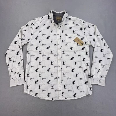 Free Nature Flyfishing Shirt Men’s L White Button Up Long Sleeve Cotton Casual - Image 1 of 4