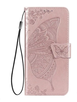 Funda Cartera Samsung Galaxy A25 5G, Mariposa y Flor Cuero Premium Repujado Foto 1 de 4