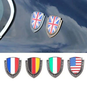 2Pcs National Flags Metal Rear Car Trunk Window Emblem Badge Decal Sticker - Picture 1 of 16