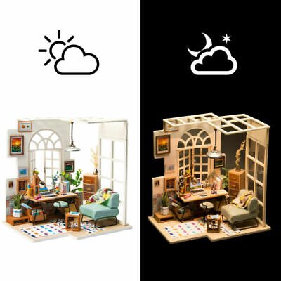 Rolife DIY Wooden Dollhouse Office Room Miniature Furniture Kits LED Light Gift • 28.34£