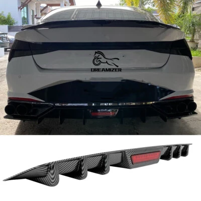 Carbon Rear Diffuser Bumper Extension w/Optional Brake Light For Hyundai Elantra - Image 1 of 4