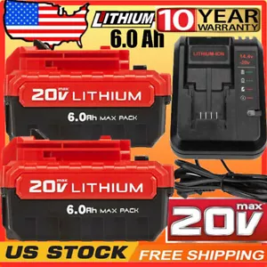 20 Volt Lithium-Ion Battery / Charger for PORTER CABLE 20V Max PCC680L PCC685L - Picture 1 of 26