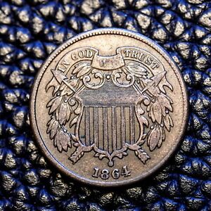 (ITM-4613) 1864-P 2 Cent Piece ~ Very Fine+ (VF+) Condition  ~ SHIPS FREE!