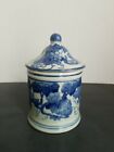 Antique Chinese Qing Dynasty Blue & White Grey Glazed Porcelain Tea Caddy
