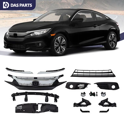 14PCS For CIVIC 2016-2018 Front Grille Trims Fog Lights Radiator Cover Brackets - Image 1 of 4