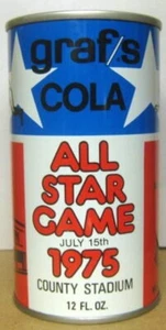 GRAF'S COLA ALL STAR GAME 1975 MLB PLAYOFF ss Soda LATA, Milwaukee, WISCONSIN 1+ - Imagen 1 de 5