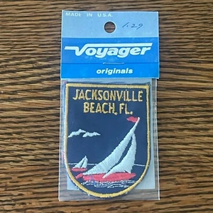 NEW Jacksonville Beach FL Sailboat Scene Patch Badge USA-Made Vintage 2x2.5" - Picture 1 of 4
