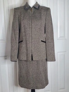 Talbots Vtg Checkered 2 Pc Blazer/Skirt Set Lined Italian Fabric Womens Sz 4 USA - Picture 1 of 9