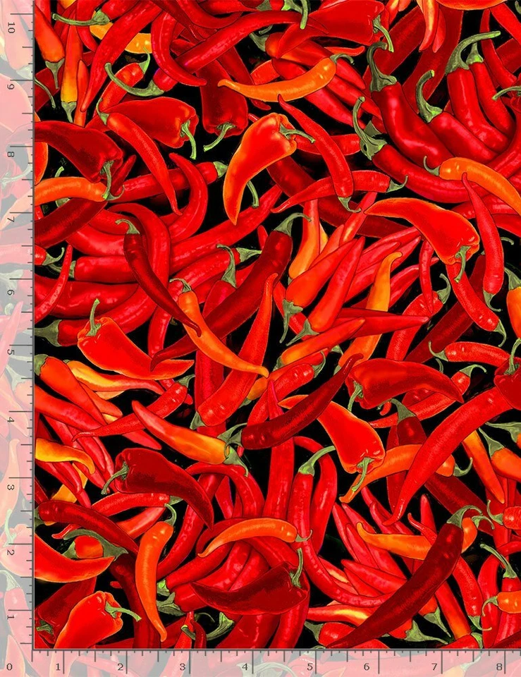 Tela de chile suroeste rojo comida algodón tesoros atemporales C8427 por yarda Foto 1 de 1