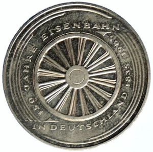 1985 GERMANY Eisenbahn German Railroads VINTAGE OLD 5 Mark German Coin i99261 - Picture 1 of 3