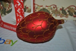 New SZKLO-DEKOR Mouth Blown Glass Ornament FABERGE EGG Red w/Gold PL - Picture 1 of 5