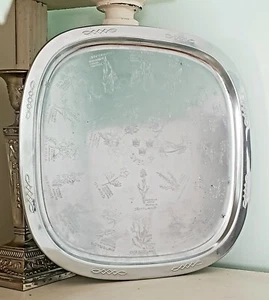 Vinatage Swedish MITAB Satin Chrome Serving Tray - Picture 1 of 5