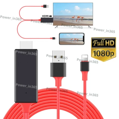 For iPhone 14 13 12 11 XR 8 7 6 HDMI Mirroring AV Cable Phone to TV HDTV Adapter - Image 1 of 4