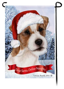 Dear Santa, Define Naughty Garden Flag - T/Wh Db Coat Jack Russell Terrier 076D - Bild 1 von 1