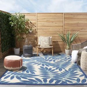 Nourison Aloha Indoor/Outdoor Navy 7' x 10' Area Rug, Easy Cleaning, Non Shed... - Picture 1 of 10