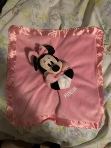 Disney Minnie Mouse Pink Lovey Plush Soft Baby Security Blanket 13" x 13" - Picture 1 of 6
