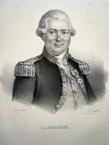 JEAN FRANCOIS LAPEROUSE Portrait LITHOGRAPHIE Maurin DELPECH XIX° - Picture 1 of 2