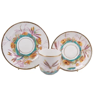Brown Westhead Moore c1880 hand Decorated with Insects and Berries Cup Saucer - Picture 1 of 15