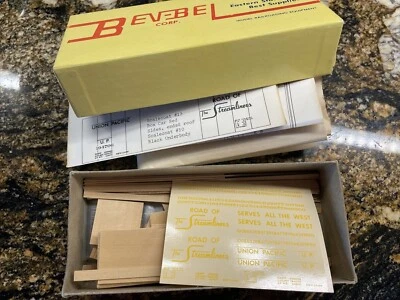 BEV-BEL Corp. HO Kit #138 AAR 40' Box Car - Union Pacific - Vintage Wood Kit NOS - Image 1 of 4