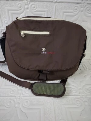 Sherpani Brown Messenger/Diaper Bag Gear 7"x 13"x 18" Floral Fabric Interior New - Image 1 of 4