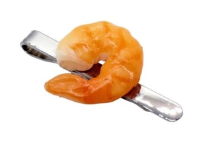 Unique LARGE SHRIMP TIECLIP boxed TIE bar SLIDE suit PRAWN fishmonger SEAFOOD - Picture 1 of 1