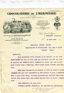 Dépt 23 - Tain - Belle Entête d'une Chocolaterie du 21/03/1923 - Picture 1 of 1