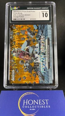 De'Von Achane /49 (RC, SP) Grade GEM 10 - 2023 Panini Prizm Break Orange #PB-12 - Image 1 of 3