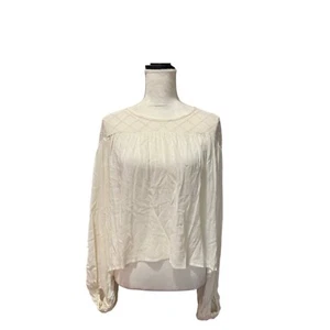 Hazel Women's Medium Ivory Boho Sheer Lace Long Sleeve Blouse - Picture 1 of 9