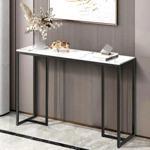Rectangular Narrow Marble Console Table Polished Top Entryway Decorative Tables - Picture 1 of 34