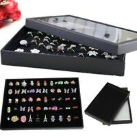 Bastex 36 Slot Jewelry Display Ring Box Tray Storage Show Case Holder Black