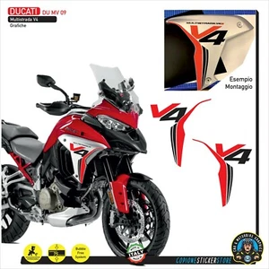 2 ADESIVI DUCATI MULTISTRADA V4 E V4S FIANCHETTI LATERALI NERO E ROSSO DU MV 09 - Picture 1 of 2