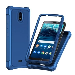 For Nokia C100 N152DL - Blue Silicone Hard Rubber Protective Hybrid Armor Case - Picture 1 of 4