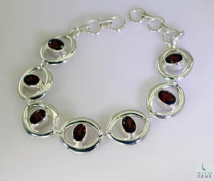 pulchritudinous Garnet 925 Solid Sterling Silver Red Bracelet exporter US gift - Picture 1 of 1