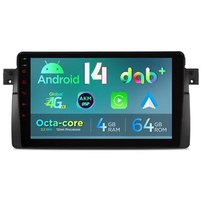 9" Android 14 Autoradio Octa Core 4+64GB GPS Navi für BMW E46 M3 Rover 75 MG ZT - Bild 1 von 4