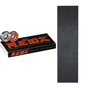 Rodamientos de patineta Bones Reds + hoja de agarre Mob Griptape - Imagen 1 de 2
