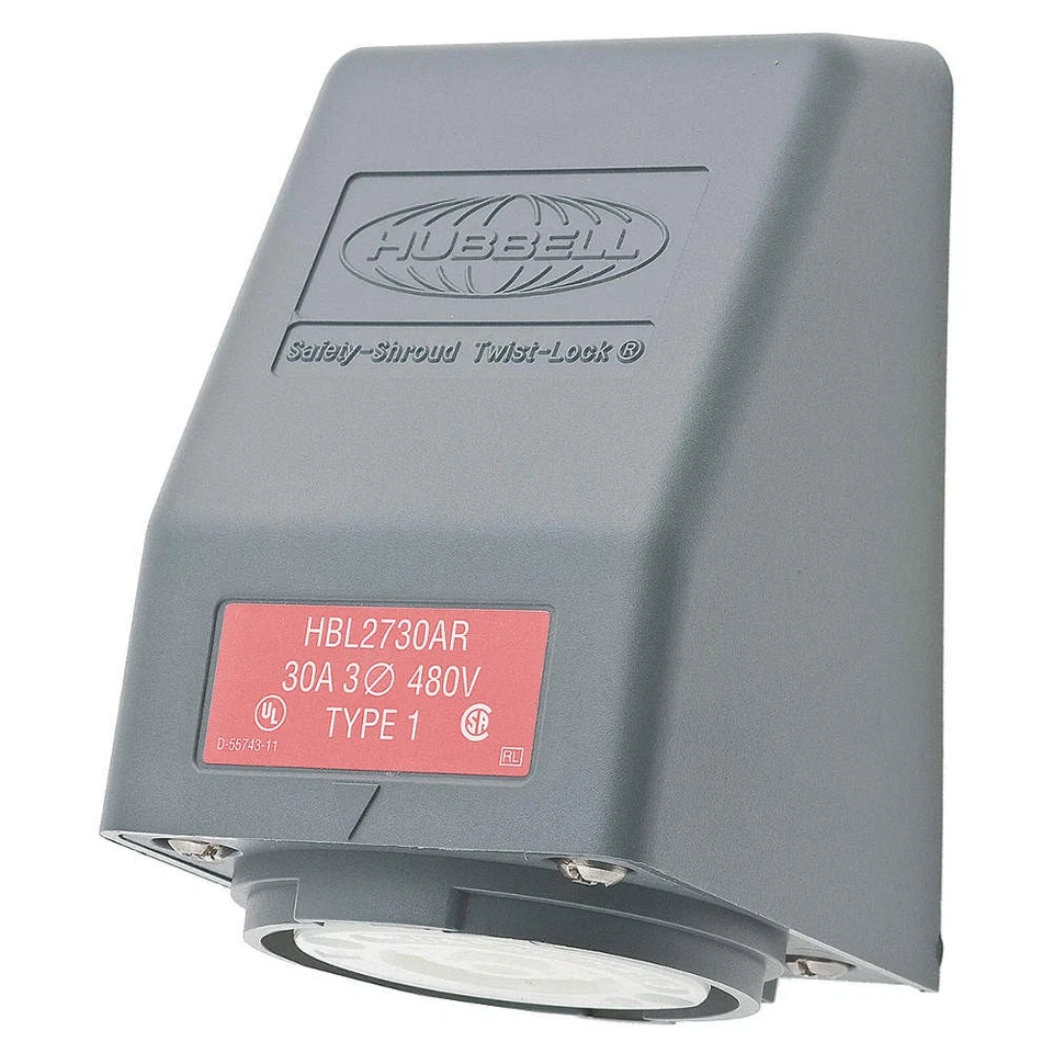 HUBBELL HBL2730AR Angl Lck Recpt,30 A;Gry;Vlx,L16-30R,1Gng 4CV48 - Image 1 of 1