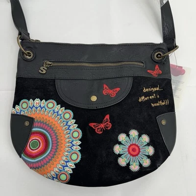 NUEVO CON ETIQUETAS DESIGUAL Bols Brooklyn Bolso de Mano de Cuero Caramelo Bolso Bandolera Mariposa Floral Foto 1 de 4