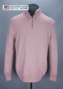 Charles Tyrwhitt Knit Sweater Pink Zip Neck Jumper Mens Size XL 100% Merino Wool - Picture 1 of 24