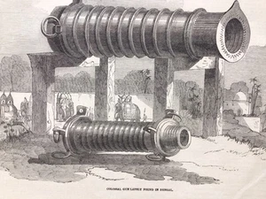 Antiker Holzschnitt Gravur Indien Kanone Tope Raj London Illustrierte Nachrichten - Bild 1 von 5