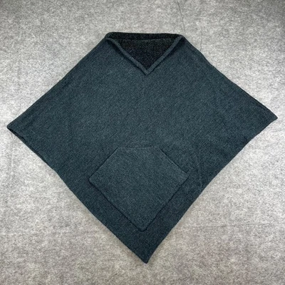 Шерстяной пончо-плащ Carla Fernandez Luna темно-синий серый один размер карман для кенгуру - Изображение 1 из 4