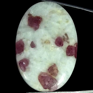 55.70 Cts Natural Ruby Quartz Gemstone Necklace Supply Oval Cabochon 27X40X6MM - Picture 1 of 6