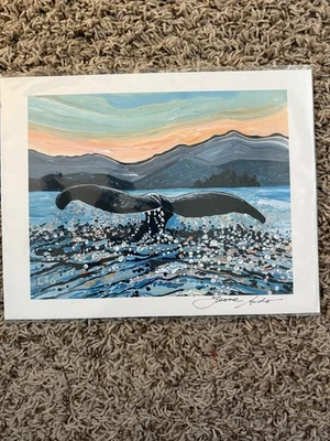 Impresión de ballena firmada por Leo Leone Ardo 8 1/2 x 11 Foto 1 de 4