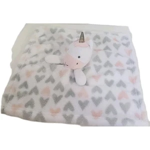 Baby Gear Unicorn Hearts Grey Pink  Security Blanket - Picture 1 of 5