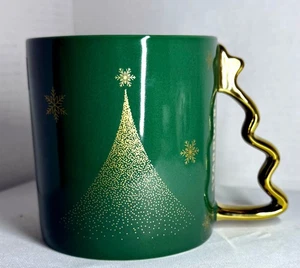 Taza Starbucks con mango de árbol de Navidad verde y dorado 2025 nueva - Imagen 1 de 5