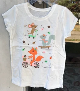 Toddler Girl Childrens Place 5T Ivory T-Shirt Sparkle Squirrel Fox Mouse 010 - Picture 1 of 7