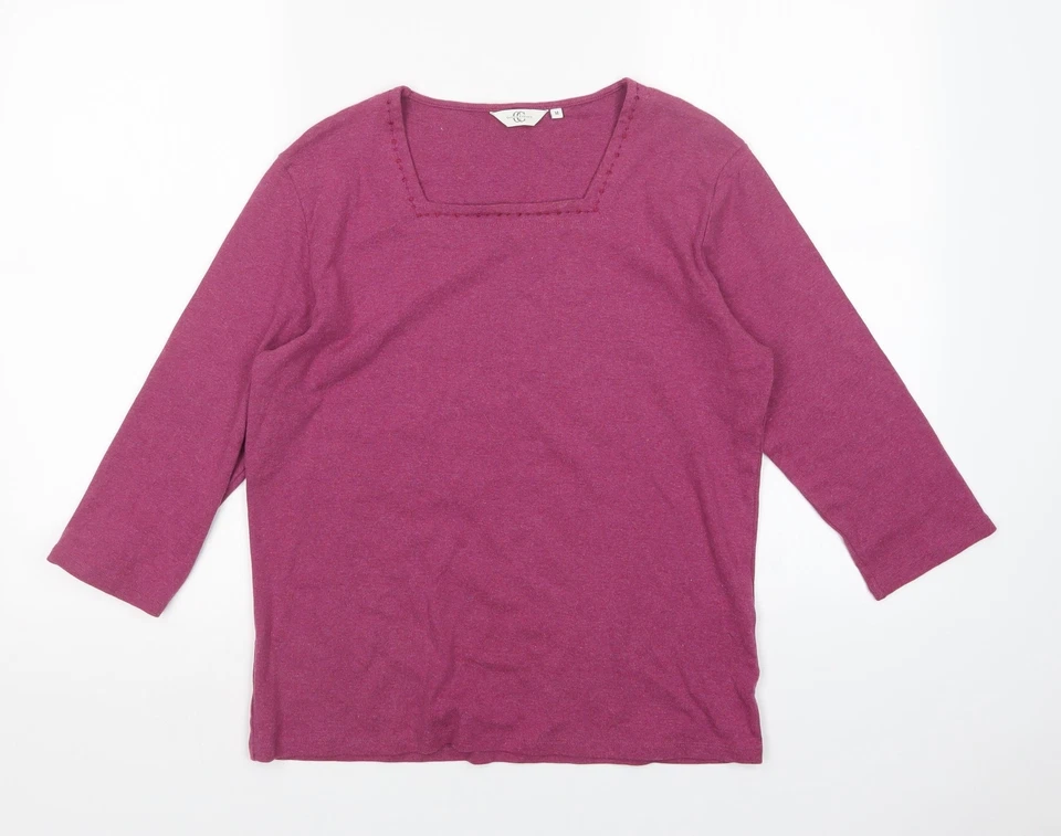Country Casuals Womens Purple Square Neck Cotton Blend Jumper Size M - Image 1 of 4