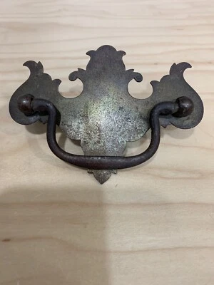 Vintage Bat Wing Drop Handle Cabinet Drawer Pull Brass Tone Finish 3''oc - Image 1 of 4