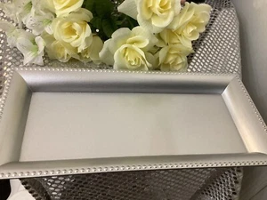 Gold Plastic Charger Plate w/ Beaded Rims, Rectangle Decor Holiday Plate - - Picture 1 of 4